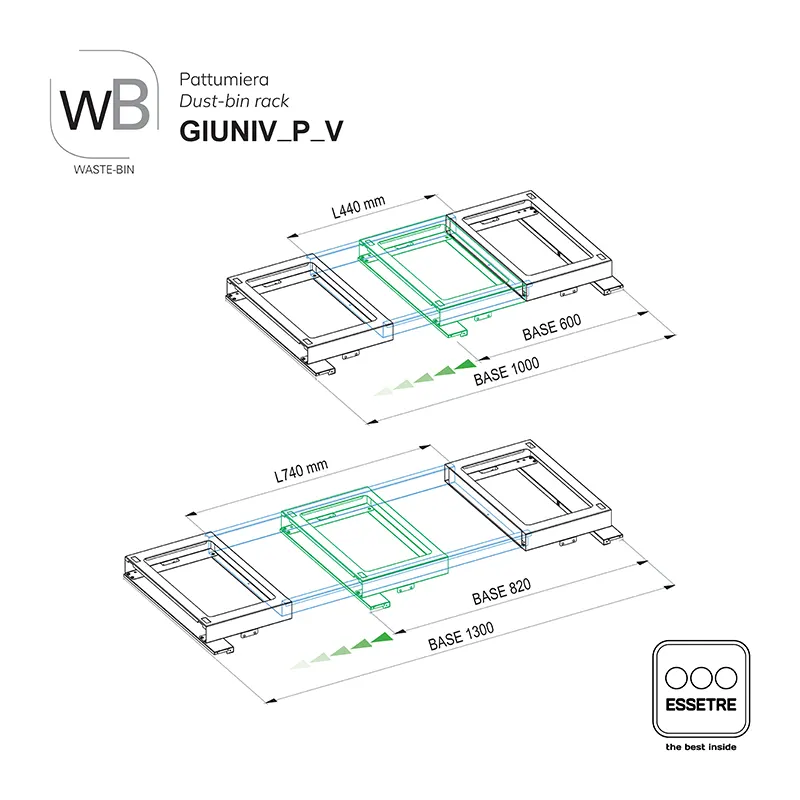 Pattumiera strutturale estensibile FLEX WASTE-BIN per base sottolavello