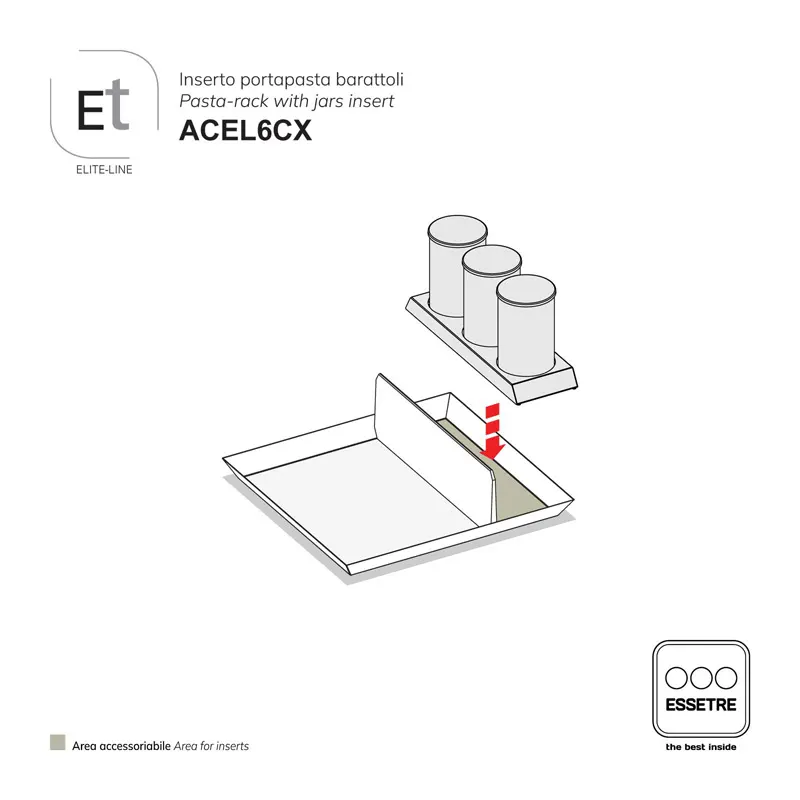 Inserto inox e vetro per modulo cestone ELITE-LINE