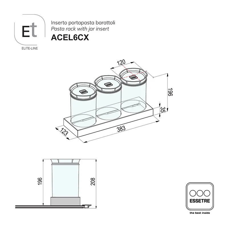 Inserto inox e plastica per moduli forati EASY-LINE