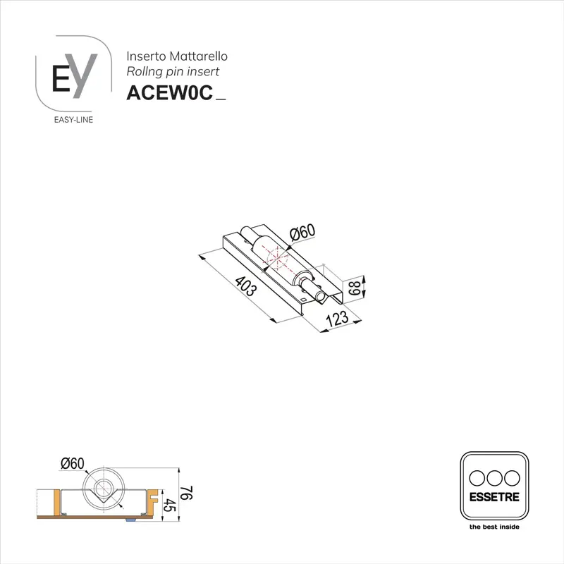 Inserto inox e polirtilene MODULAR per portaposate EASY-LINE