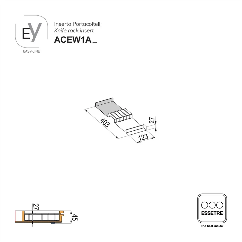 Inserto in acciaio inox per portaposate EASY-LINE