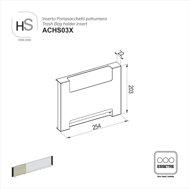 Inserto per cover inox HIDE-SINK sottolavello