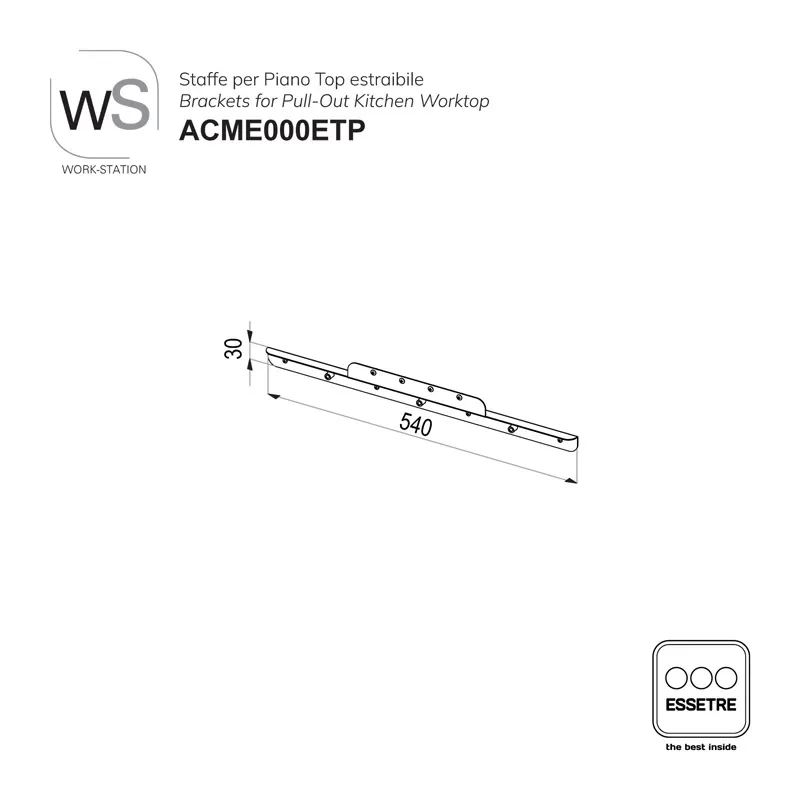 Coppia di staffe WORK-STATION per piano top estraibile