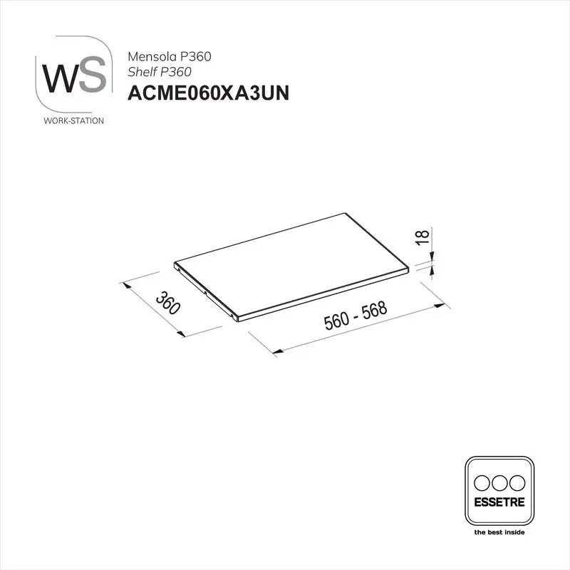 Mensola inox WORK-STATION per armadi, colonne e vetrine