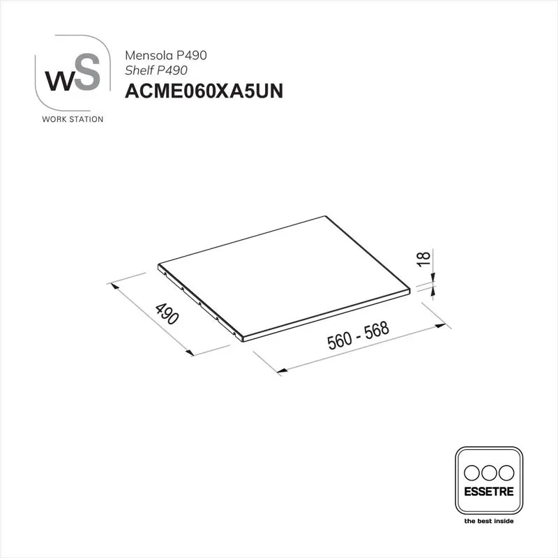 Mensola inox WORK-STATION per armadi, colonne e vetrine