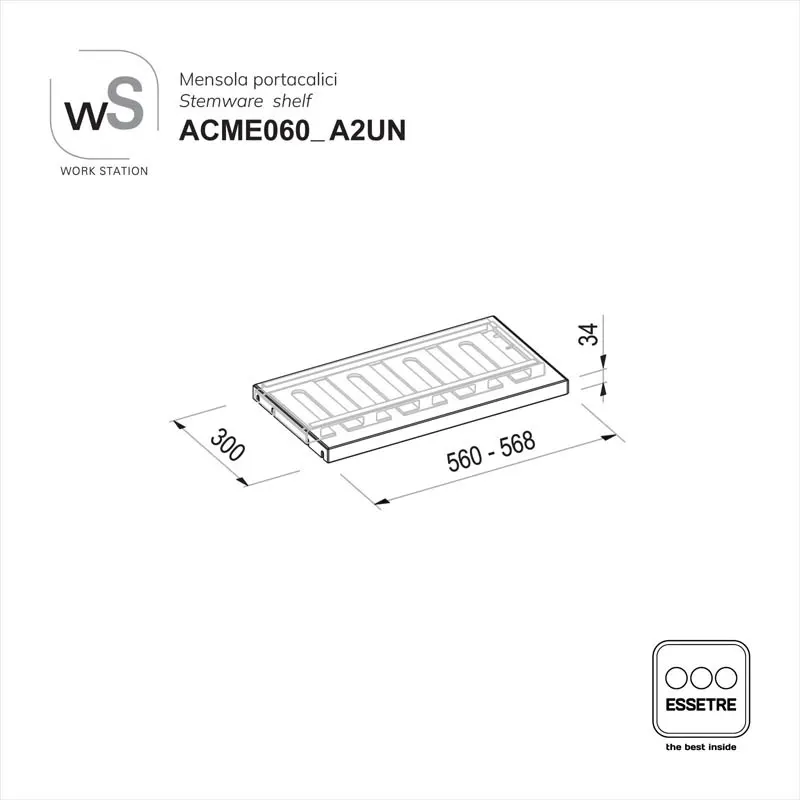 Mensola portacalici WORK-STATION per armadi, colonne e vetrine