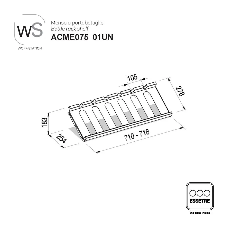 Mensola portabottiglie WORK-STATION per armadio, colonna e vetrina