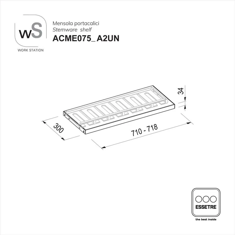 Mensola portacalici WORK-STATION per armadi, colonne e vetrine