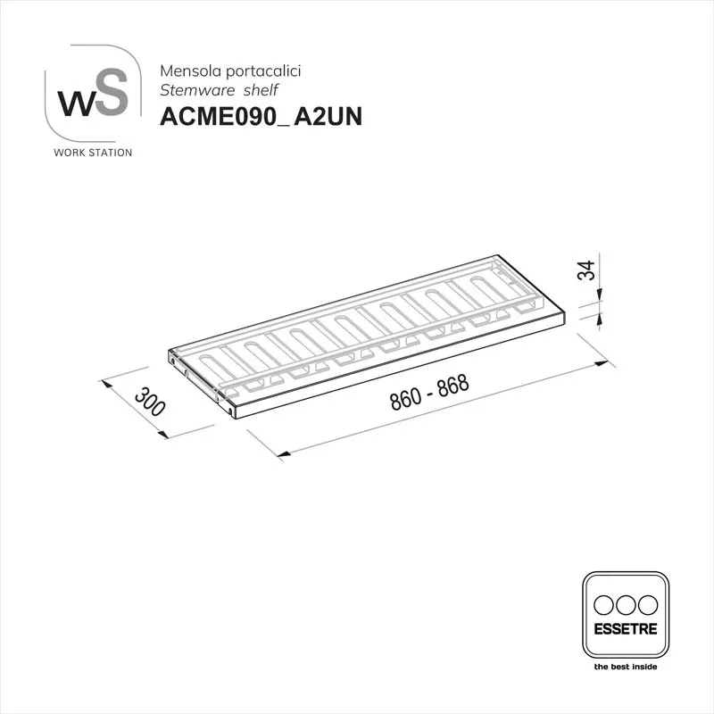 Mensola portacalici WORK-STATION per armadi, colonne e vetrine