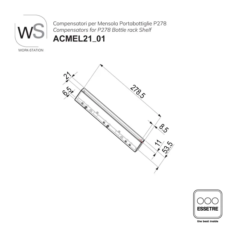 Compensatori di larghezza per mensola portabottiglie WORK-STATION