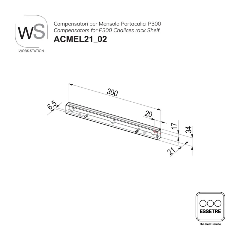 Compensatori di larghezza per mensola portacalici WORK-STATION