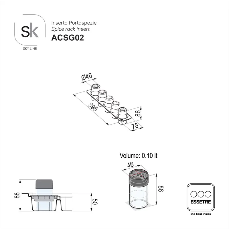 Inserto in plastica per portaposate SKY-LINE