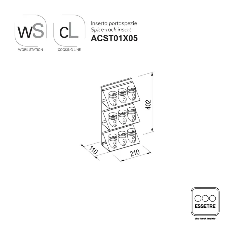 Inserto per pareti neutre WORK-STATION e barra COOCKING-LINE