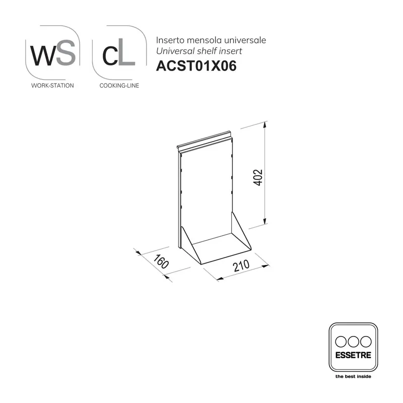 Inserto per pareti neutre WORK-STATION e barra COOCKING-LINE