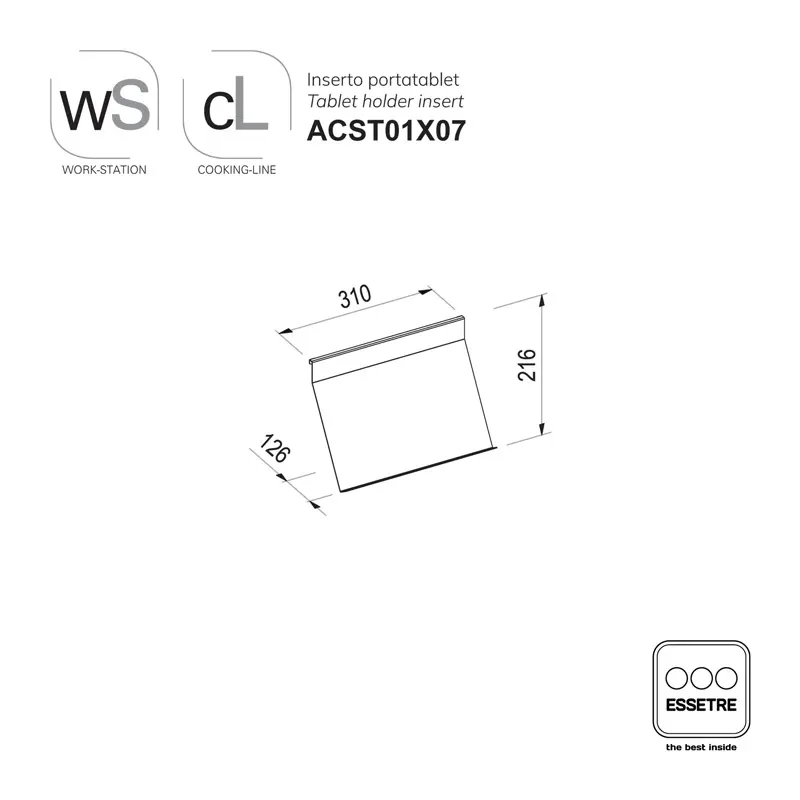Inserto per pareti neutre WORK-STATION e barra COOCKING-LINE