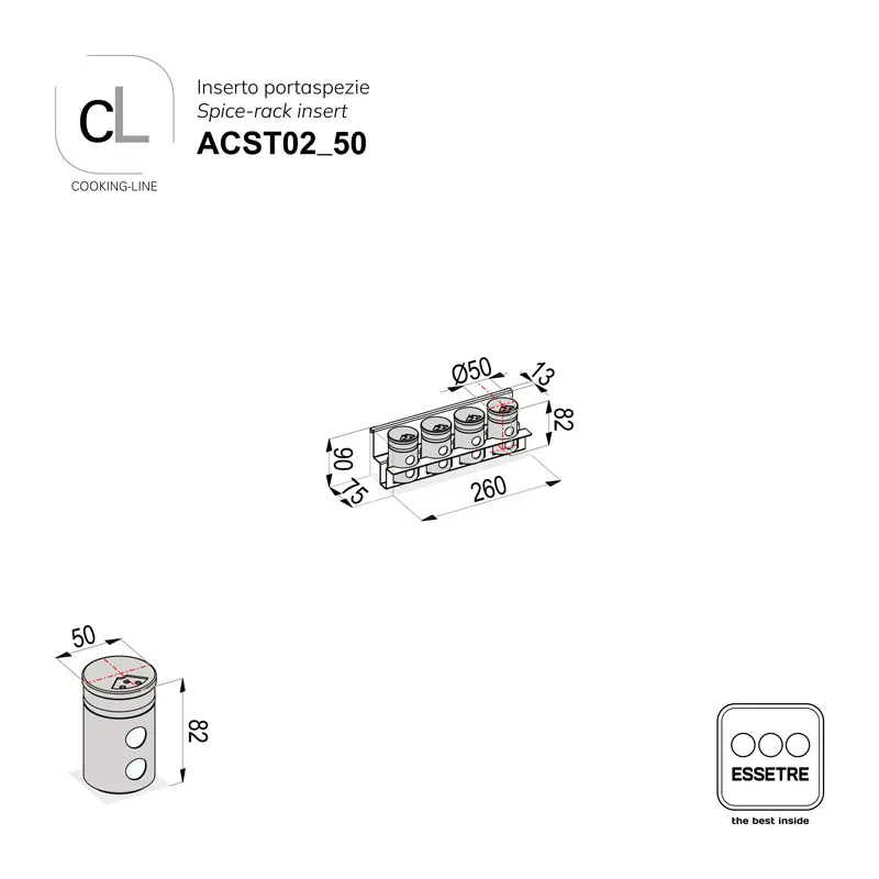 Inserto Portaspezie per barra sottopensile COOKING-LINE