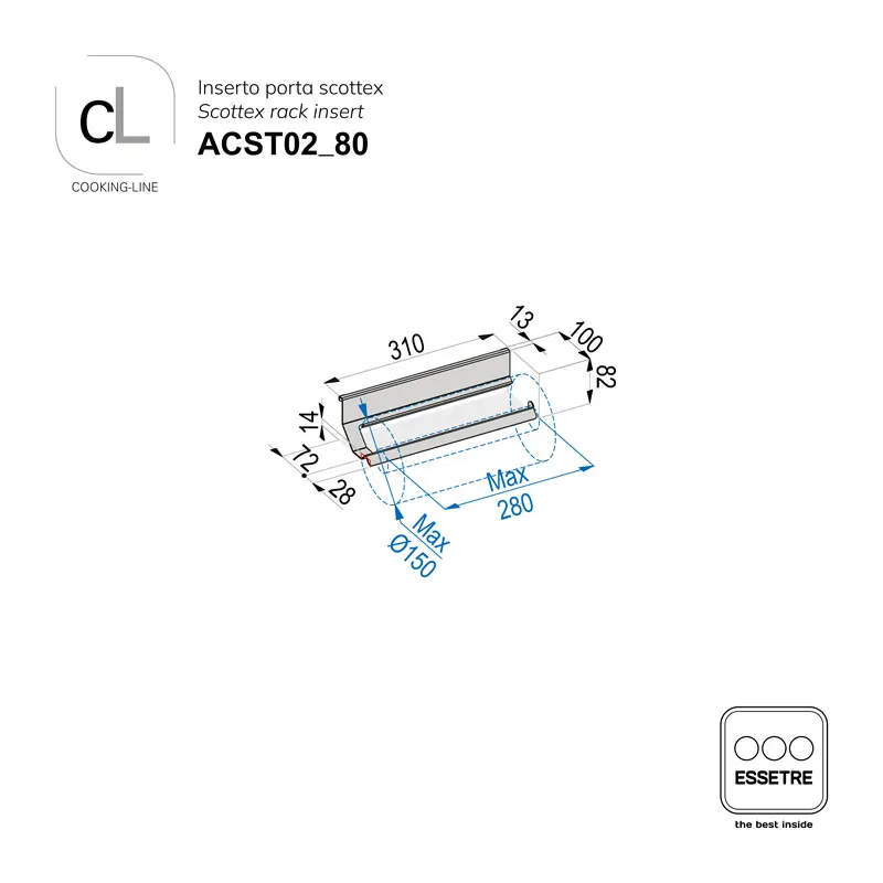 Inserto Porta scottex per barra sottopensile COOKING-LINE