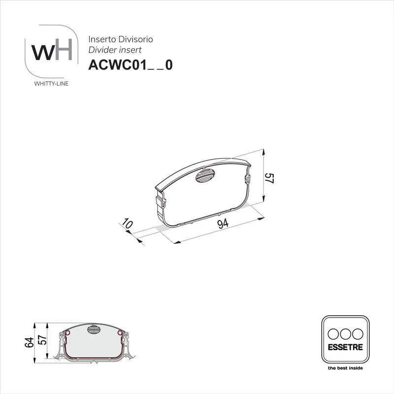 Inserto In PLASTICA o in plastica PLACCATA INOX per portaposate WHITTY-LINE