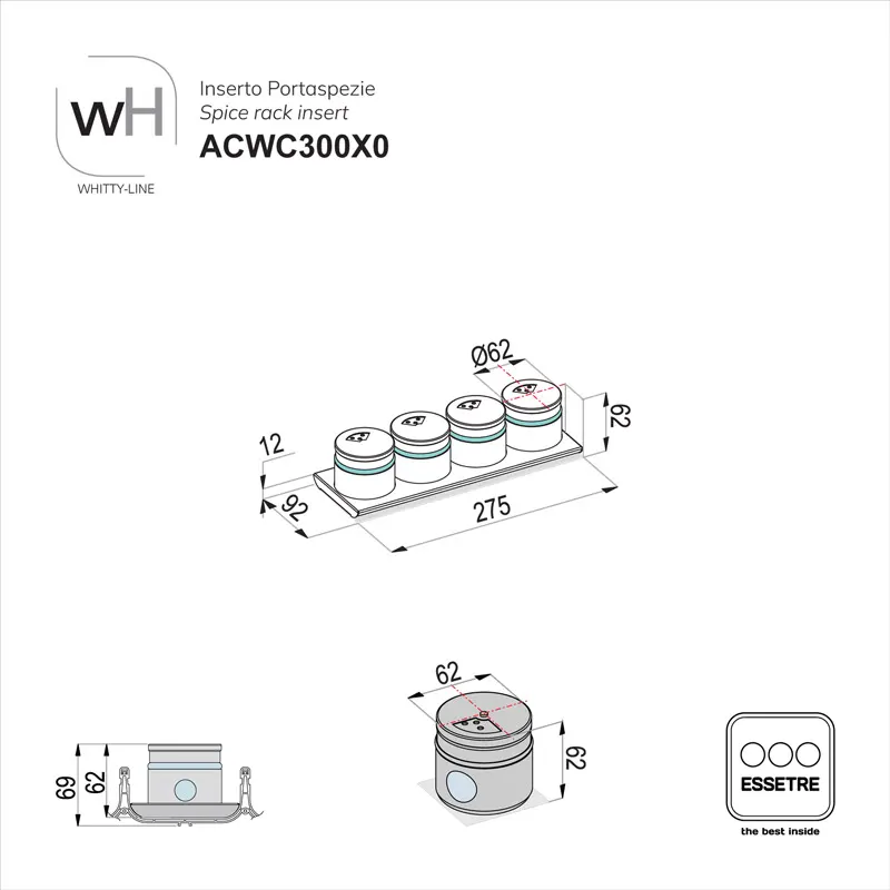 Inserto In ACCIAIO INOX per portaposate WHITTY-LINE
