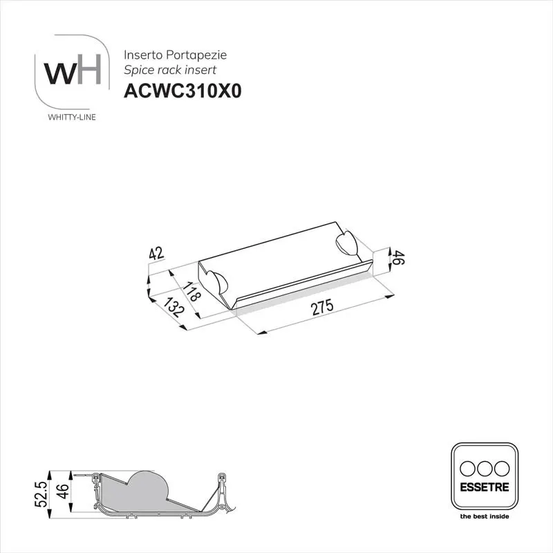 Inserto In ACCIAIO INOX per portaposate WHITTY-LINE