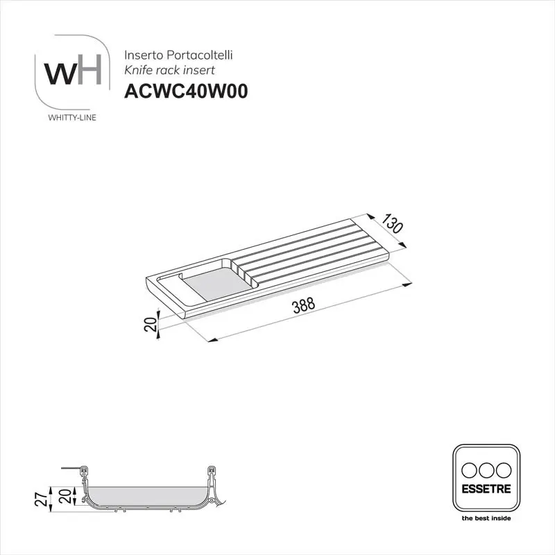 Inserto portacoltelli in polietilene per portaposate WHITTY-LINE