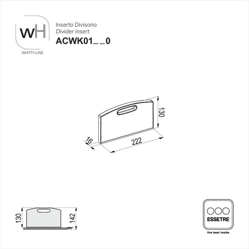 Inserto In PLASTICA PLACCATA INOX per moduli cestone WHITTY-LINE