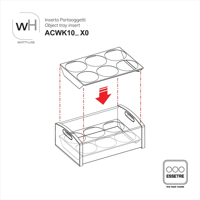 Inserto in ACCIAIO INOX e PLASTICA per moduli cestone WHITTY-LINE
