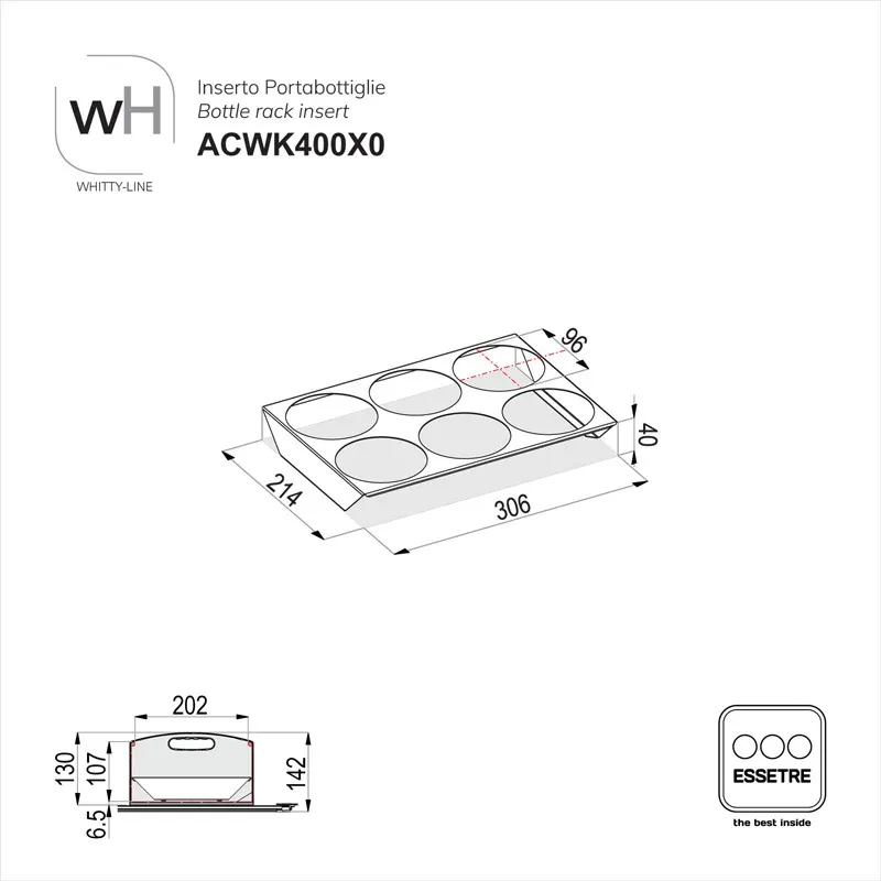Inserto in ACCIAIO INOX per moduli cestone WHITTY-LINE