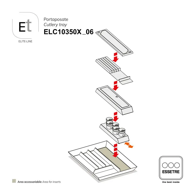 Portaposate ELITE-LINE per cassetto base 350 mm