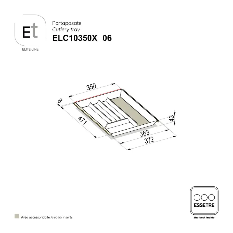 Portaposate ELITE-LINE per cassetto base 450 mm