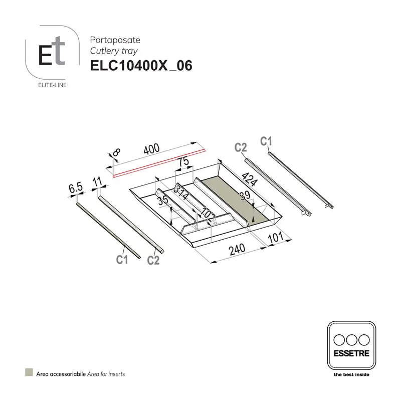 Portaposate ELITE-LINE per cassetto base 500 mm