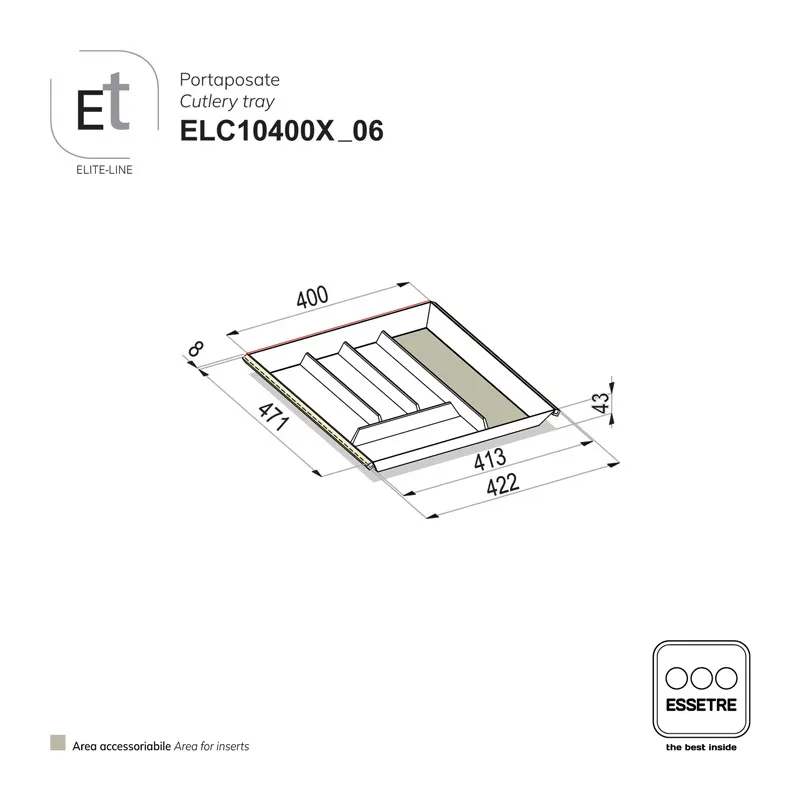 Portaposate ELITE-LINE per cassetto base 500 mm