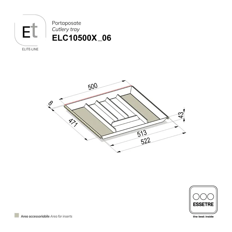 Portaposate ELITE-LINE per cassetto base 600 mm