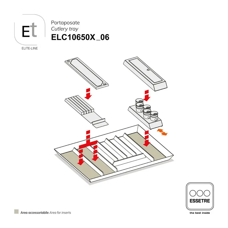 Portaposate-ELITE LINE per cassetto base 750 mm