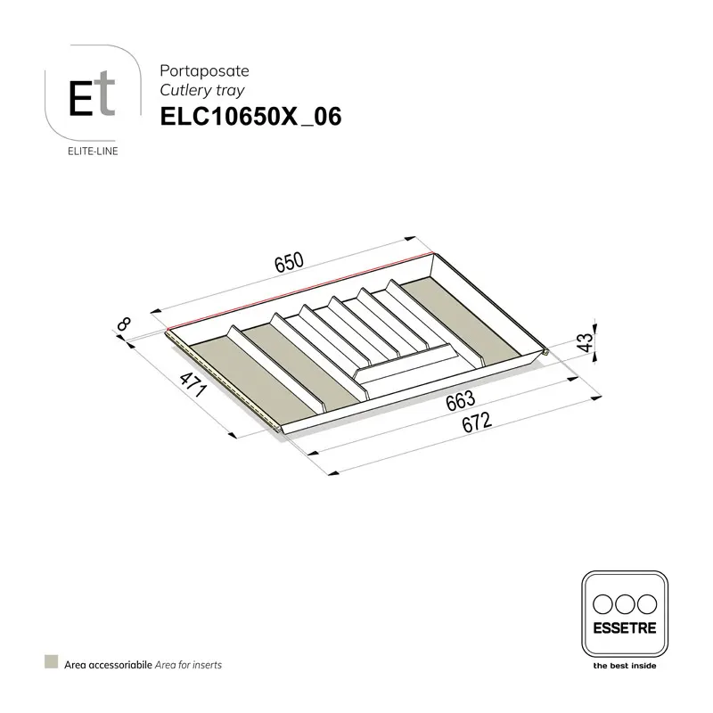 Portaposate ELITE-LINE per cassetto base 750 mm
