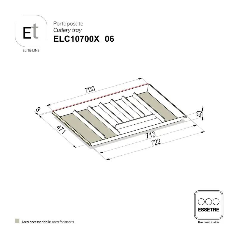 Portaposate ELITE-LINE per cassetto base 800 mm