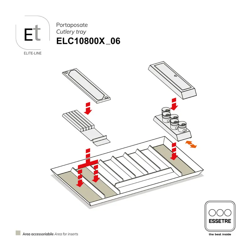 Portaposate-ELITE LINE per cassetto base 900 mm