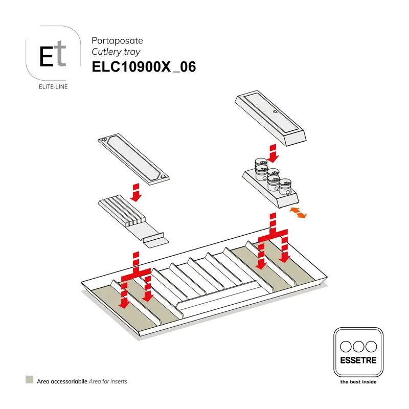 Portaposate-ELITE LINE per cassetto base 1000 mm