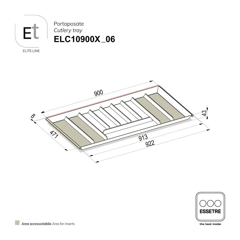 Portaposate ELITE-LINE per cassetto base 1000 mm