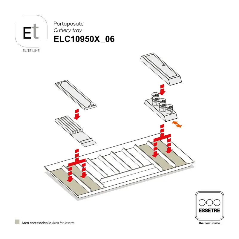 Portaposate ELITE-LINE per cassetto base 1050 mm