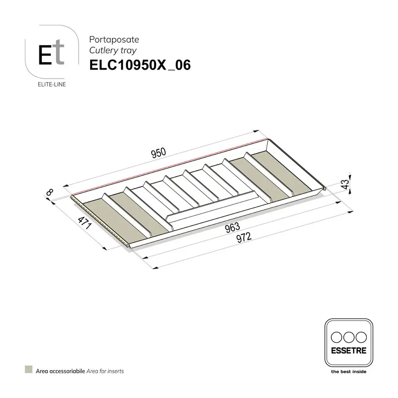 Portaposate ELITE-LINE per cassetto base 1050 mm
