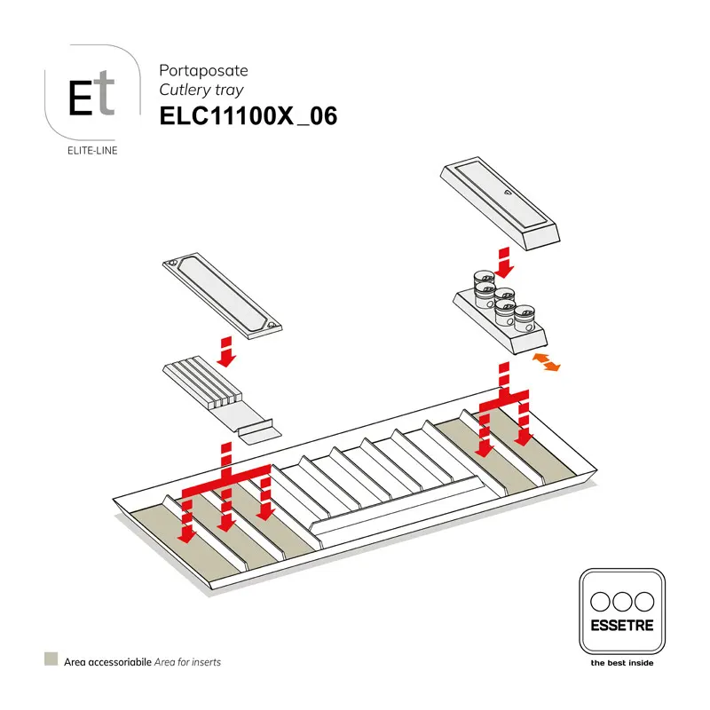 Portaposate ELITE-LINE per cassetto base 1200 mm