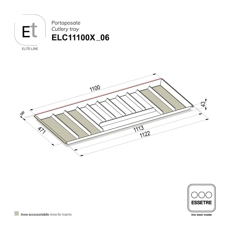 Portaposate ELITE-LINE per cassetto base 1200 mm