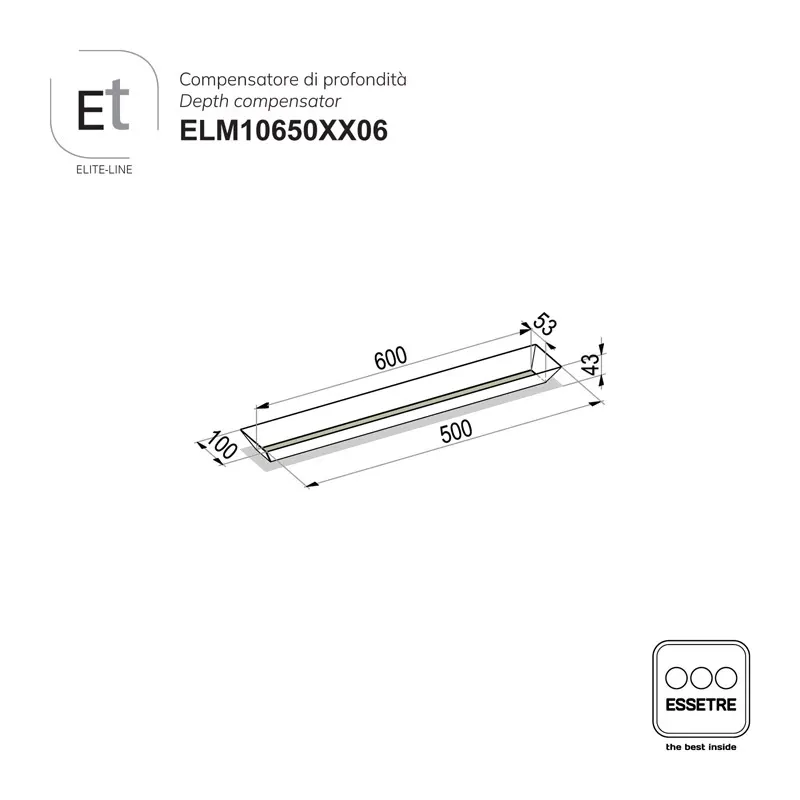 Compensatore di profondità ELITE-LINE per cassetto e cestone base 750 mm
