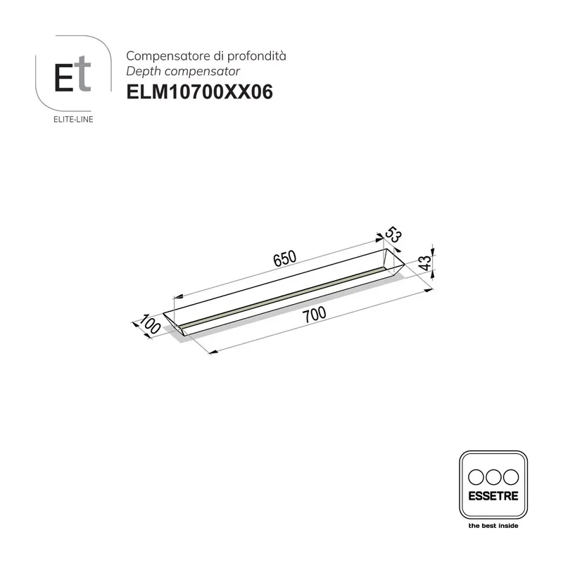 Compensatore di profondità ELITE-LINE per cassetto e cestone base 800 mm