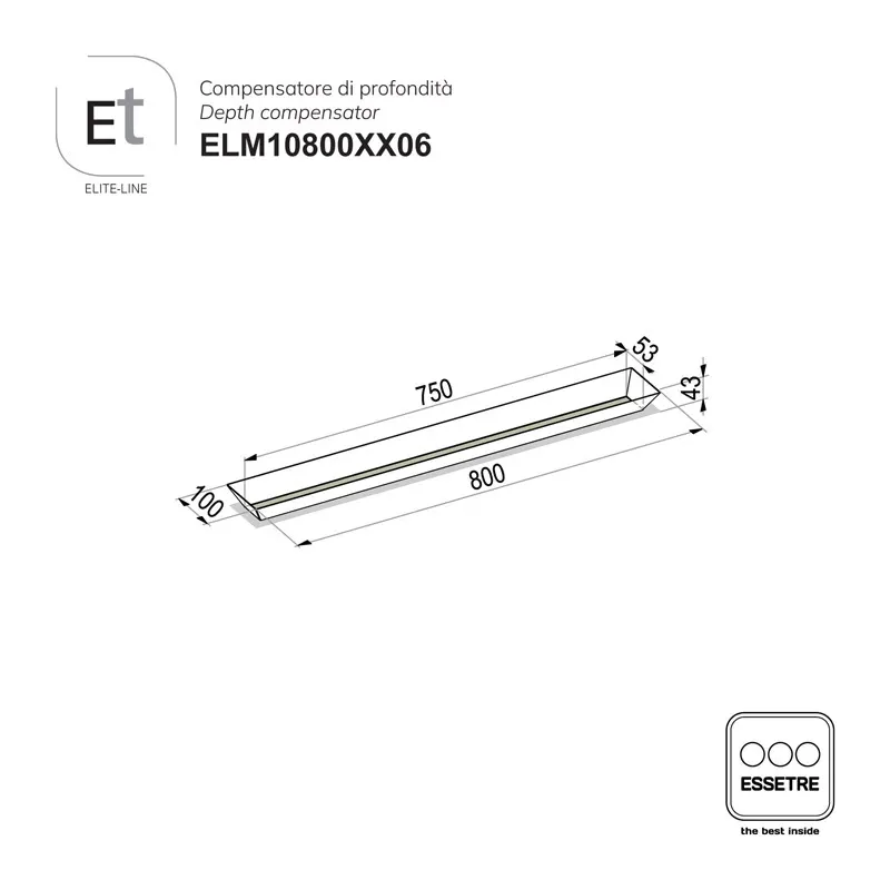 Compensatore di profondità ELITE-LINE per cassetto e cestone base 900 mm