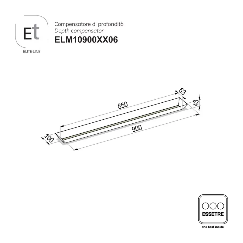 Compensatore di profondità ELITE-LINE per cassetto e cestone base 1000 mm