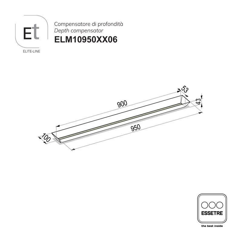 Compensatore di profondità ELITE-LINE per cassetto e cestone base 1050 mm