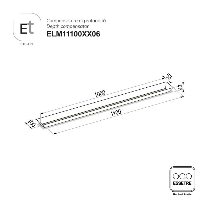 Compensatore di profondità ELITE-LINE per cassetto e cestone base 1200 mm