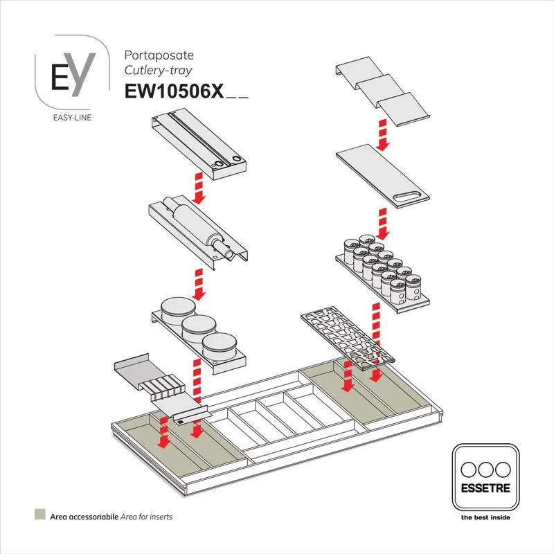 Portaposate EASY-LINE in legno per cassetto base 1050 mm